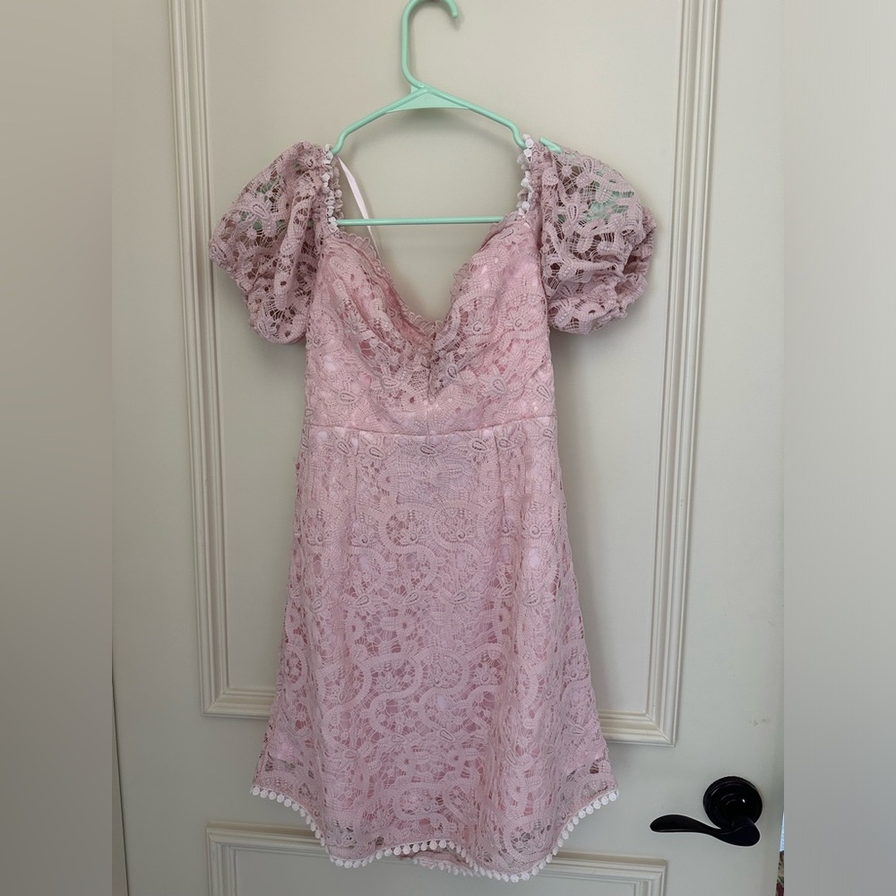 American Threads Light Pink Floral Mini Dress